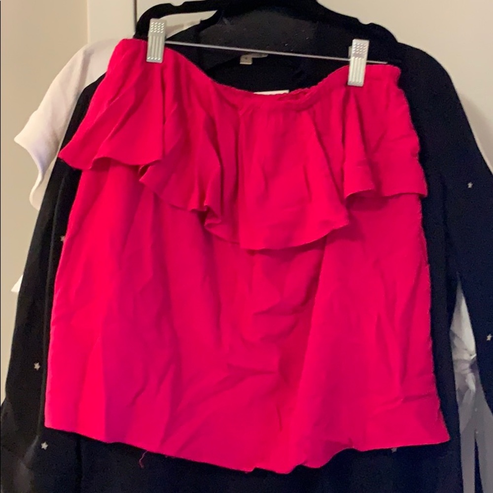 Olivaceous Strapless Ruffle Top Pink Medium